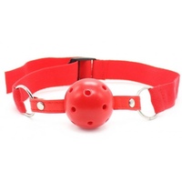 Красный кляп-шар с нейлоновым ремешком